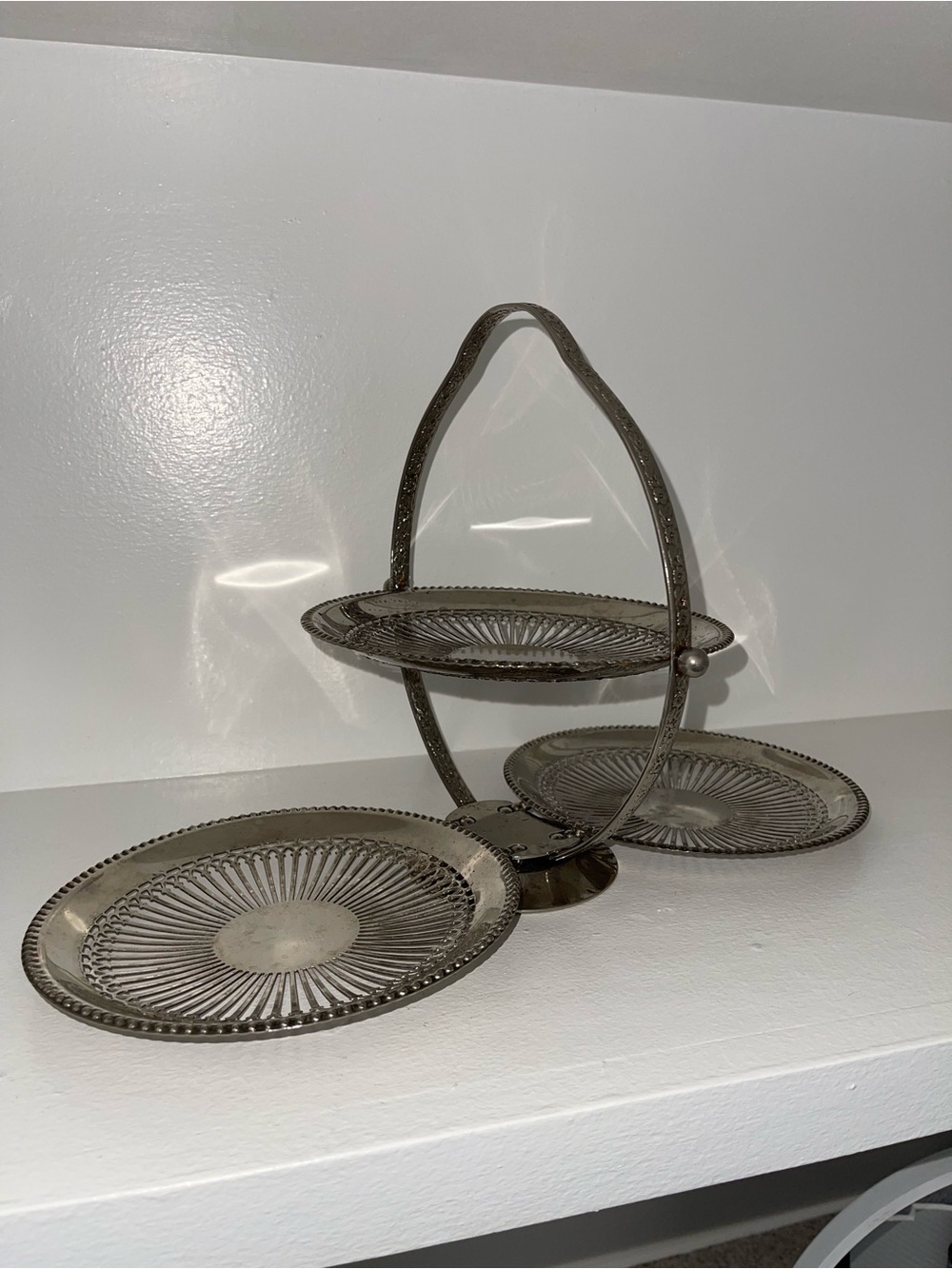 Three-Tier Metal Serving Tray in Silver
